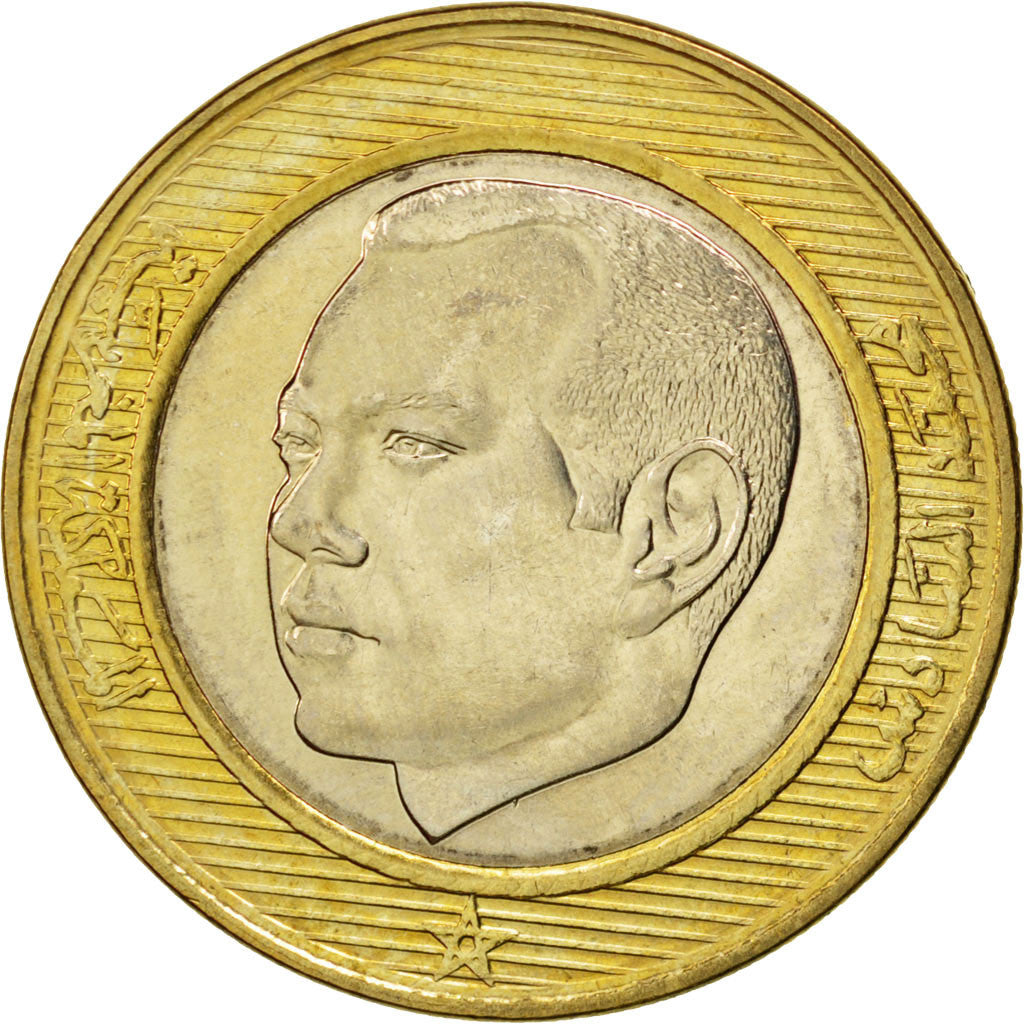Coin, Morocco, Mohammed VI, 10 Dirhams, 2002, MS(63), Bi-Metallic, KM:110