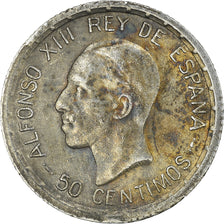 Coin, Spain, Alfonso XIII, 50 Centimos, 1926, AU(50-53), Silver, KM:741