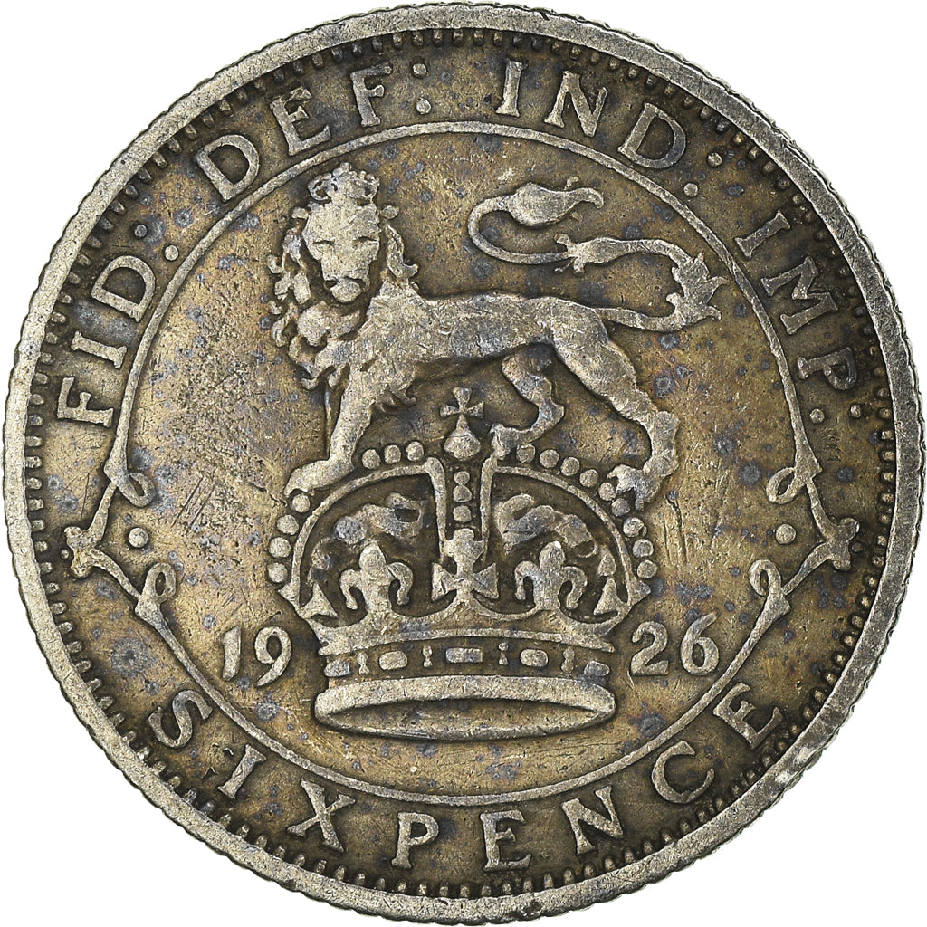 Coin, Great Britain, George V, 6 Pence, 1926, VF(30-35), Silver, KM:828