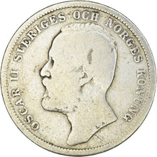 Moneda, Suecia, Oscar II, Krona, 1898, BC+, Plata, KM:760