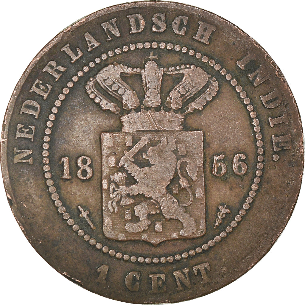 Coin, NETHERLANDS EAST INDIES, William III, Cent, 1856, VF(30-35), Copper