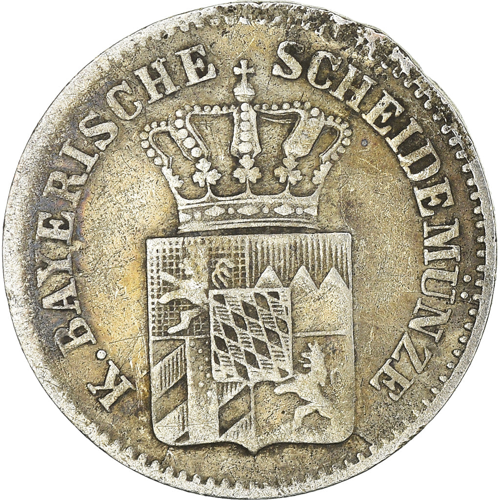 Coin, German States, BAVARIA, Ludwig II, 3 Kreuzer, Groschen, 1865, VF(30-35)