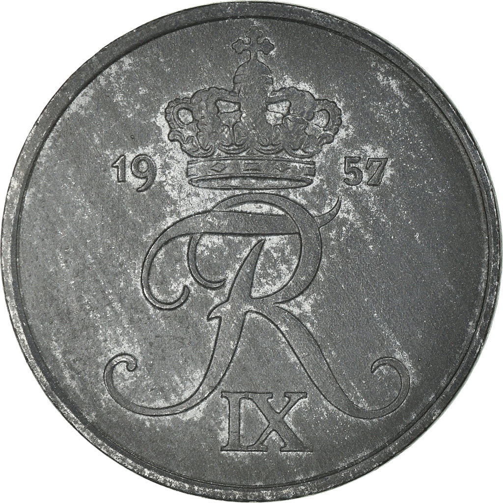 Münze, Dänemark, Frederik IX, 2 Öre, 1957, Copenhagen, SS, Zinc, KM:840.2