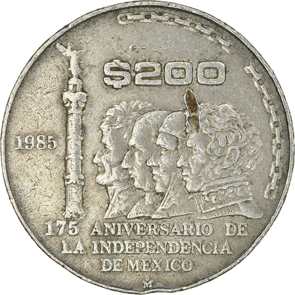 Coin, Mexico, 200 Pesos, 1985, Mexico City, VF(30-35), Copper-nickel, KM:509