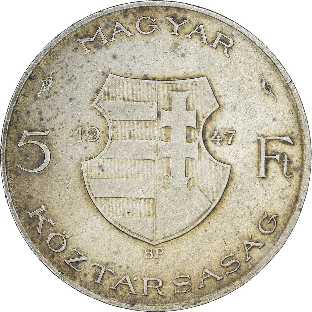 Coin, Hungary, 5 Forint, 1947, EF(40-45), Silver, KM:534a