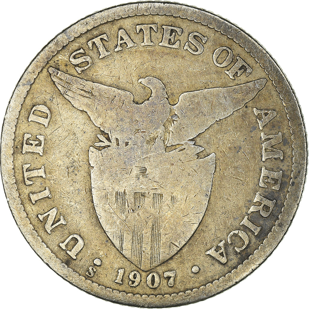 Coin, Philippines, 50 Centavos, 1907, San Francisco, VF(20-25), Silver, KM:171