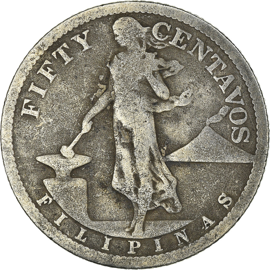 Coin, Philippines, 50 Centavos, 1907, San Francisco, VF(20-25), Silver, KM:171