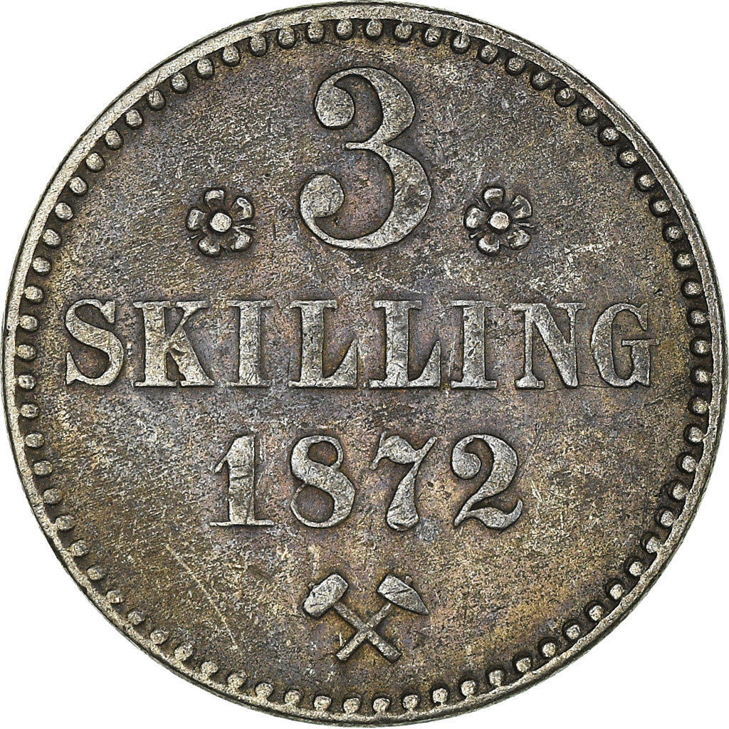 Coin, Norway, 3 Skilling, 1872, EF(40-45), Silver, KM:338.2