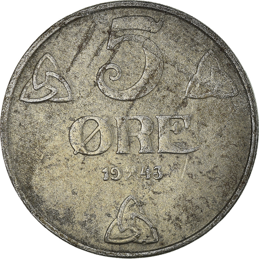Coin, Norway, Haakon VII, 5 Öre, 1943, EF(40-45), Iron, KM:388