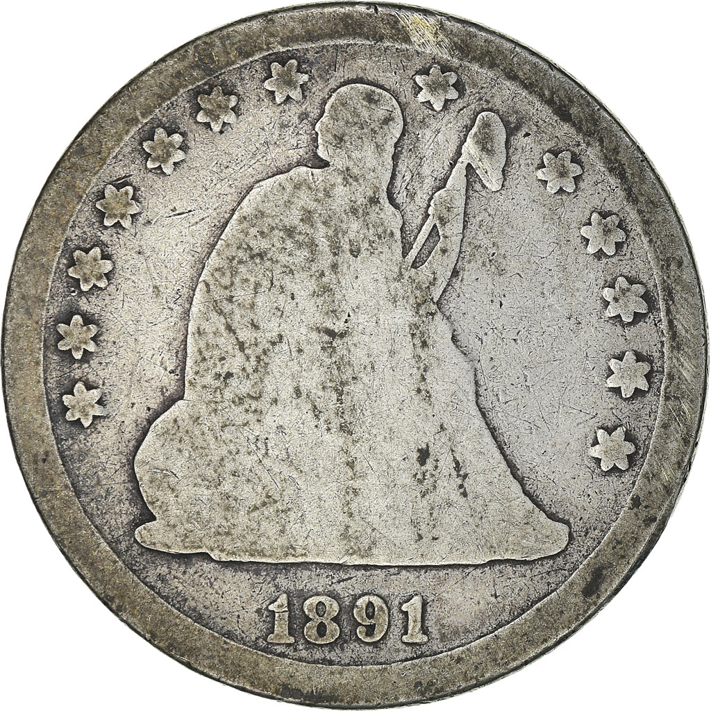 Moeda, Estados Unidos da América, Seated Liberty Quarter,1891, Philadelphia