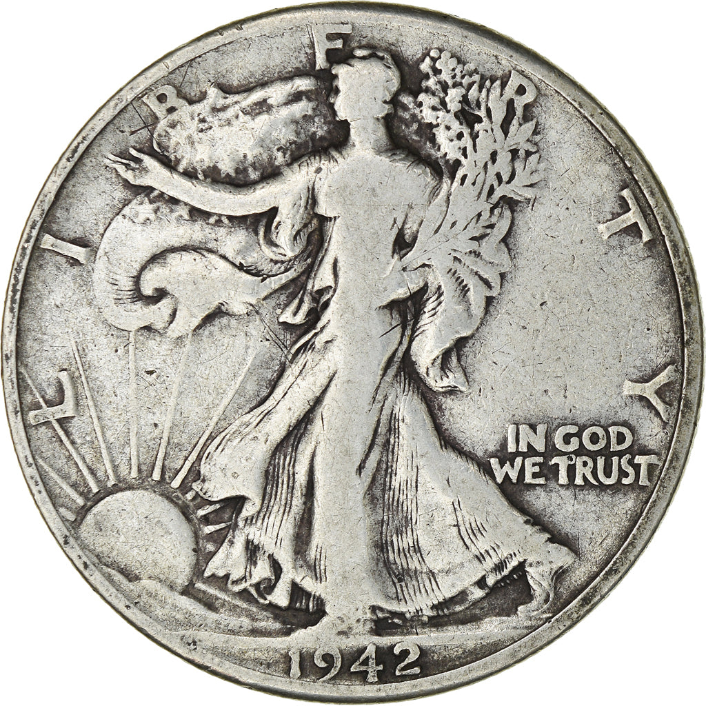 Coin, United States, Walking Liberty Half Dollar, 1942, Denver, VF(30-35)