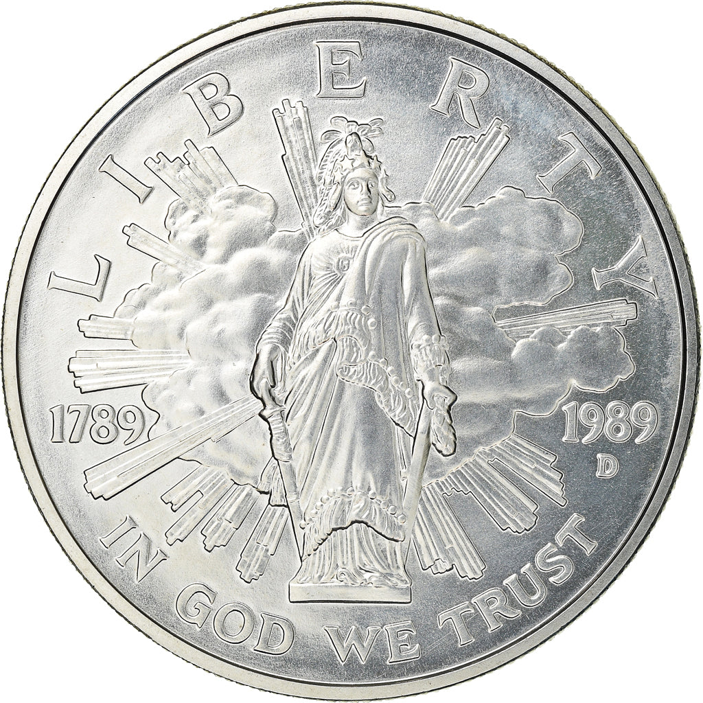 Coin, United States, Dollar, 1989, U.S. Mint, Denver, MS(60-62), Silver, KM:225