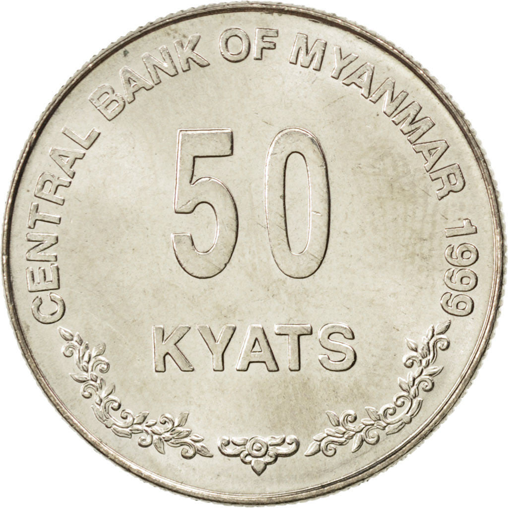 MYANMAR, 50 Kyats, 1999, KM #63, MS(63), Copper-Nickel, 23.85, 4.99