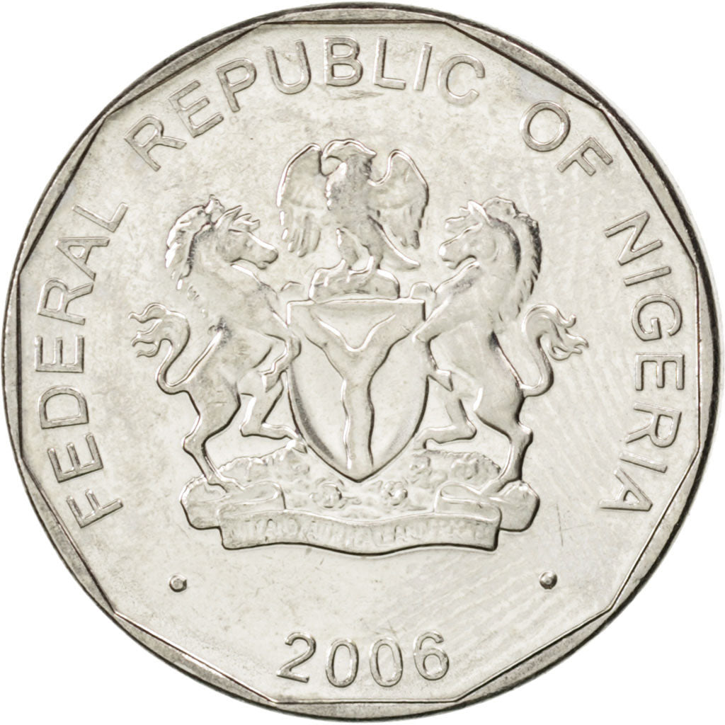 Coin, Nigeria, 50 Kobo, 2006, MS(63), Nickel Clad Steel, KM:13.3