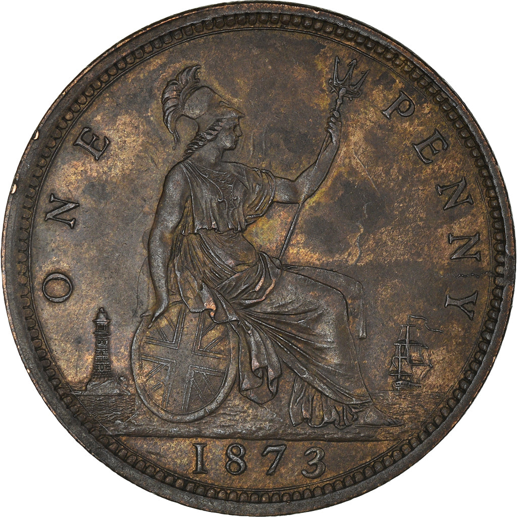Coin, Great Britain, Victoria, Penny, 1873, AU(55-58), Bronze, KM:749.2