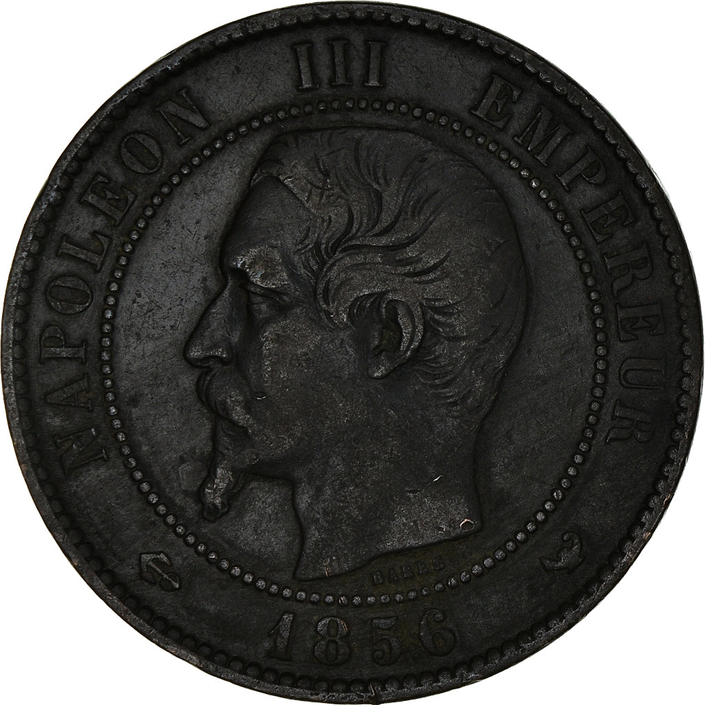 Moneta, Francia, Napoléon III, 10 Centimes, 1856, Lille, MB+, Bronzo, KM:771.7