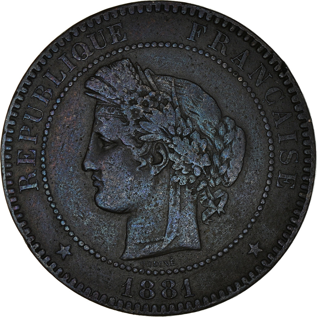 Moneta, Francia, Cérès, 10 Centimes, 1881, Paris, BB, Bronzo, KM:815.1