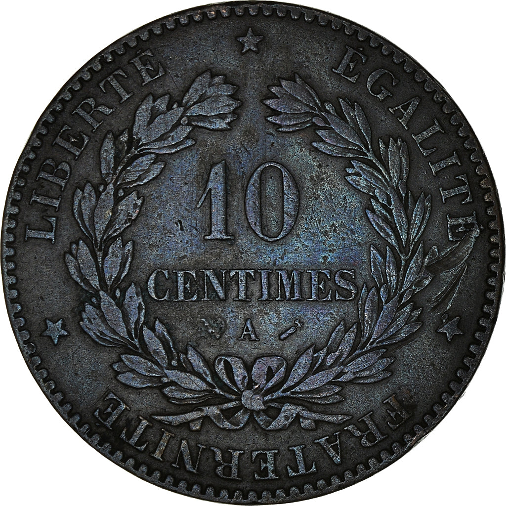 Moneta, Francia, Cérès, 10 Centimes, 1881, Paris, BB, Bronzo, KM:815.1