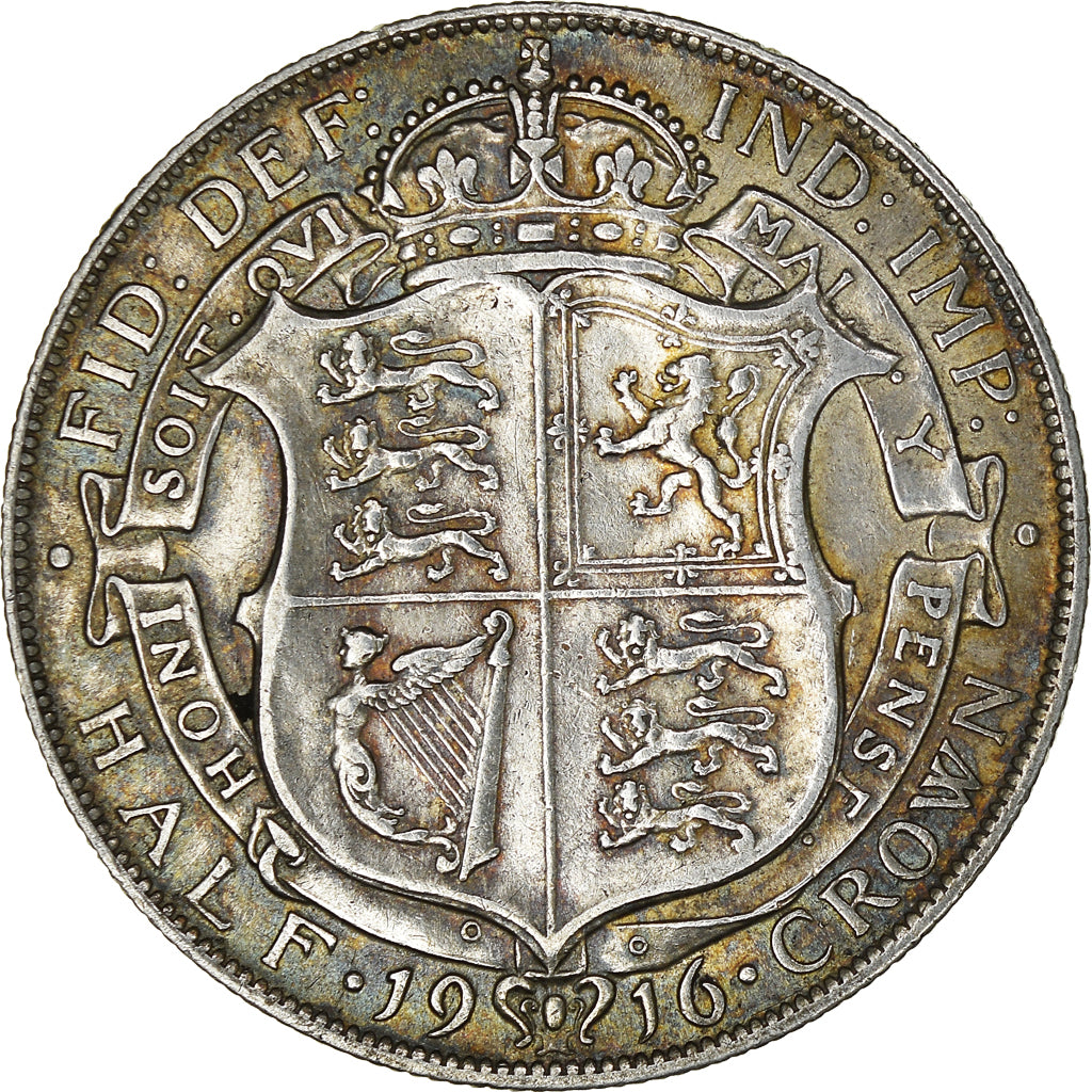 Coin, Great Britain, George V, 1/2 Crown, 1916, EF(40-45), Silver, KM:818.1