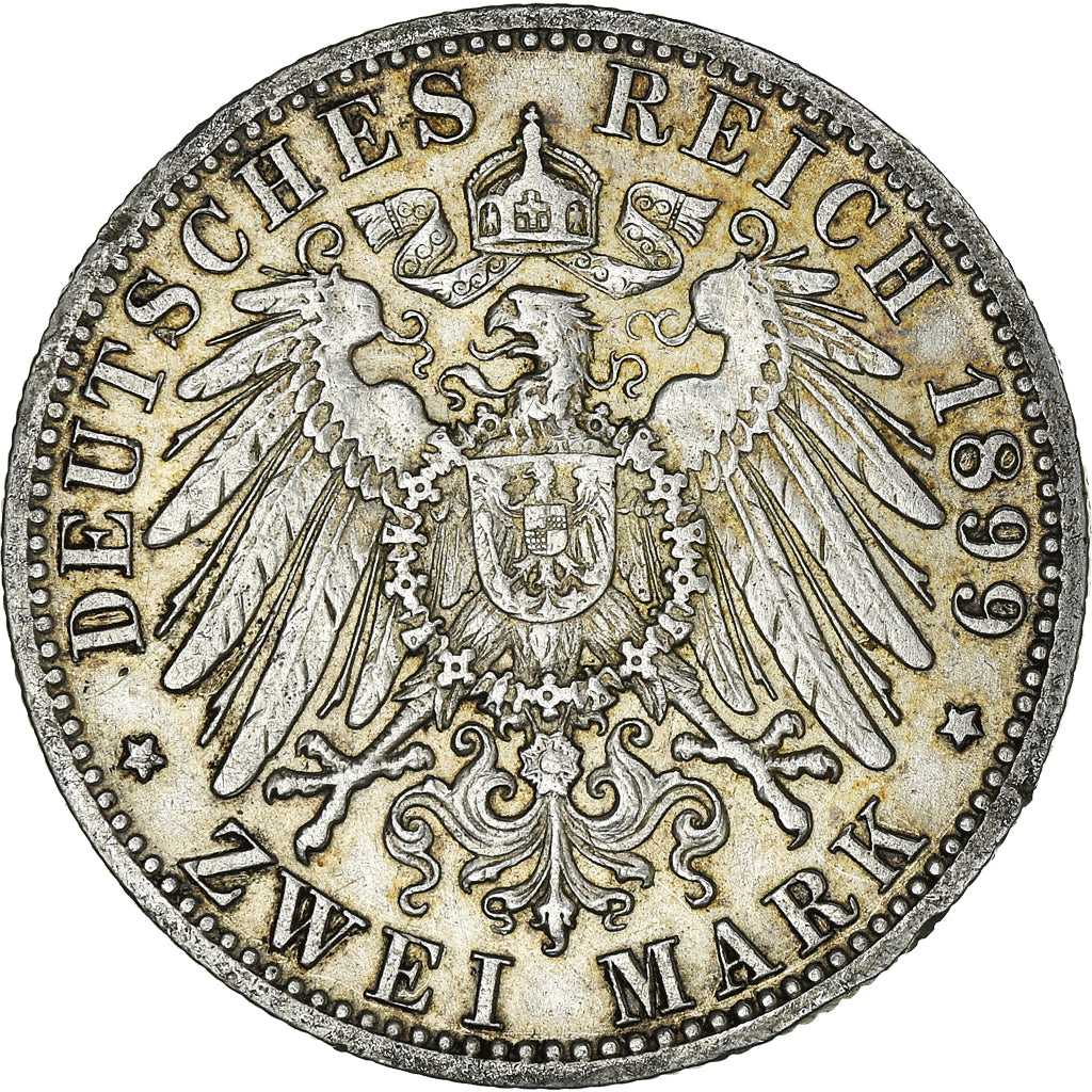Coin, German States, WURTTEMBERG, Wilhelm II, 2 Mark, 1899, Freudenstadt