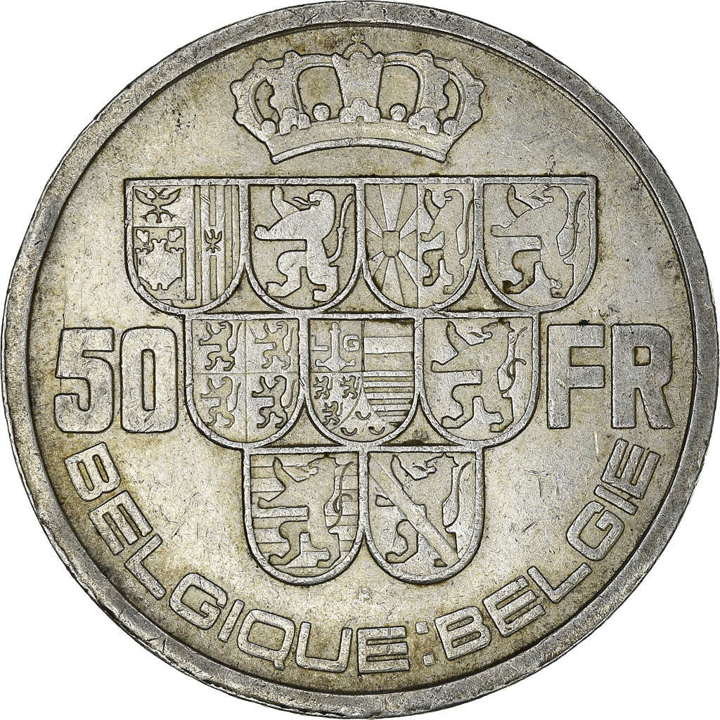 Coin, Belgium, 50 Francs, 50 Frank, 1939, EF(40-45), Silver, KM:121
