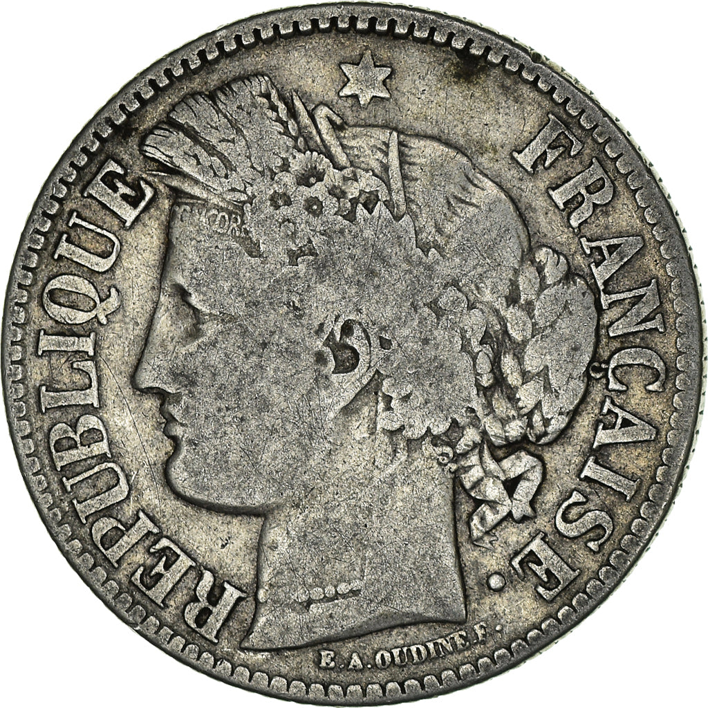 Coin, France, Cérès, 2 Francs, 1871, Bordeaux, VF(20-25), Silver, KM:816.2