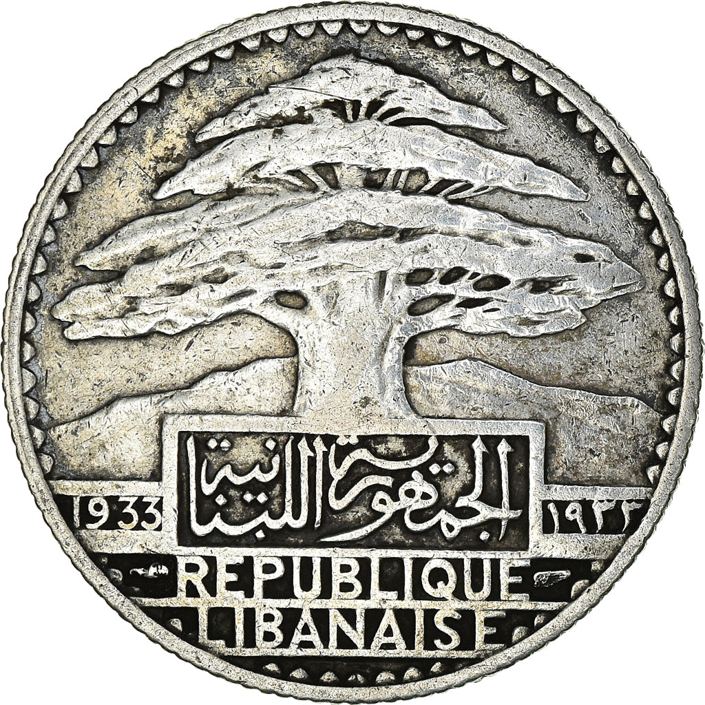 Monnaie, Lebanon, 50 Piastres, AH 1352/1933, Paris, TTB, Argent, KM:8