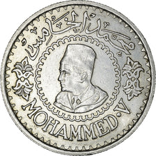 Coin, Morocco, Mohammed V, 500 Francs, 1956, Paris, AU(55-58), Silver, KM:54