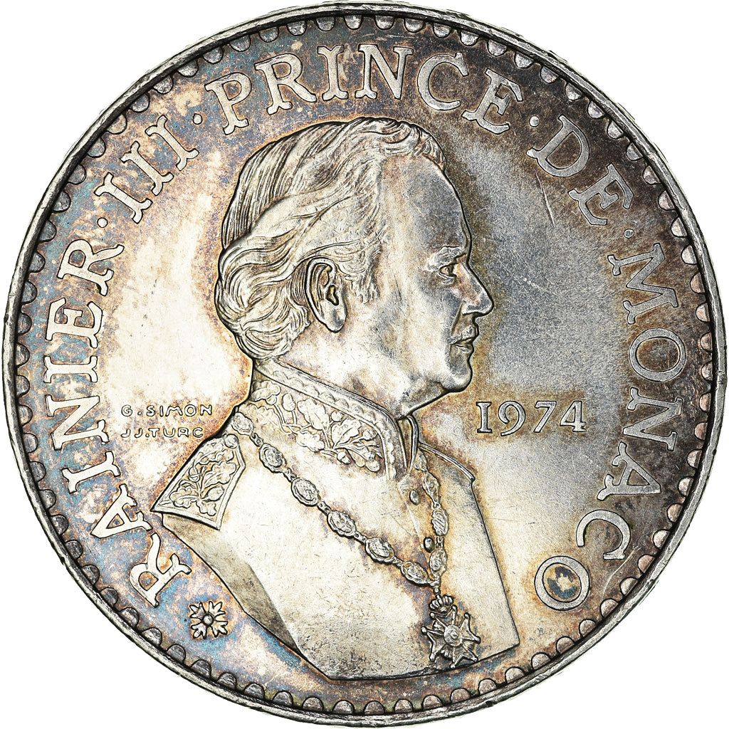 Coin, Monaco, Rainier III, 50 Francs, 1974, AU(55-58), Silver, KM:152.1