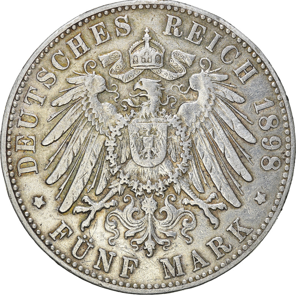 Coin, German States, HAMBURG, 5 Mark, 1898, Hamburg, EF(40-45), Silver, KM:610
