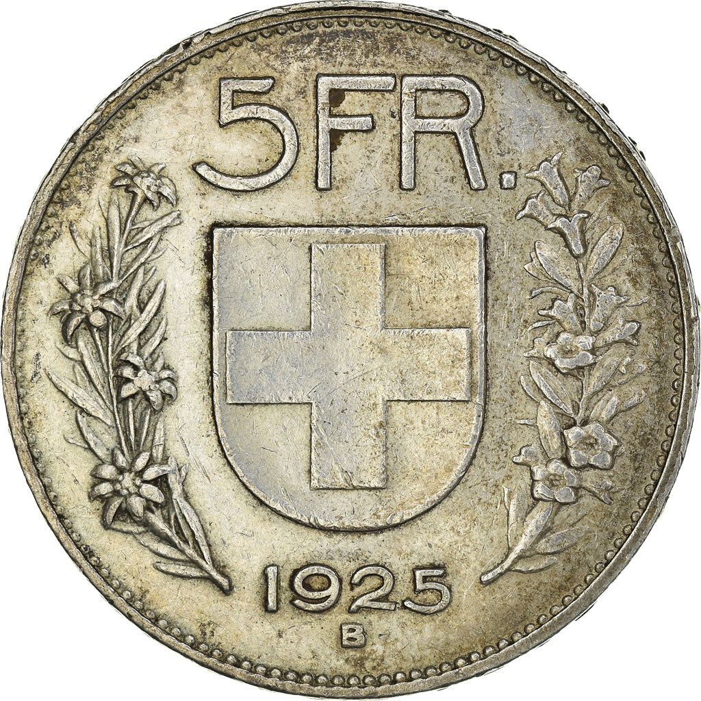 Coin, Switzerland, 5 Francs, 1925, Bern, AU(50-53), Silver, KM:38