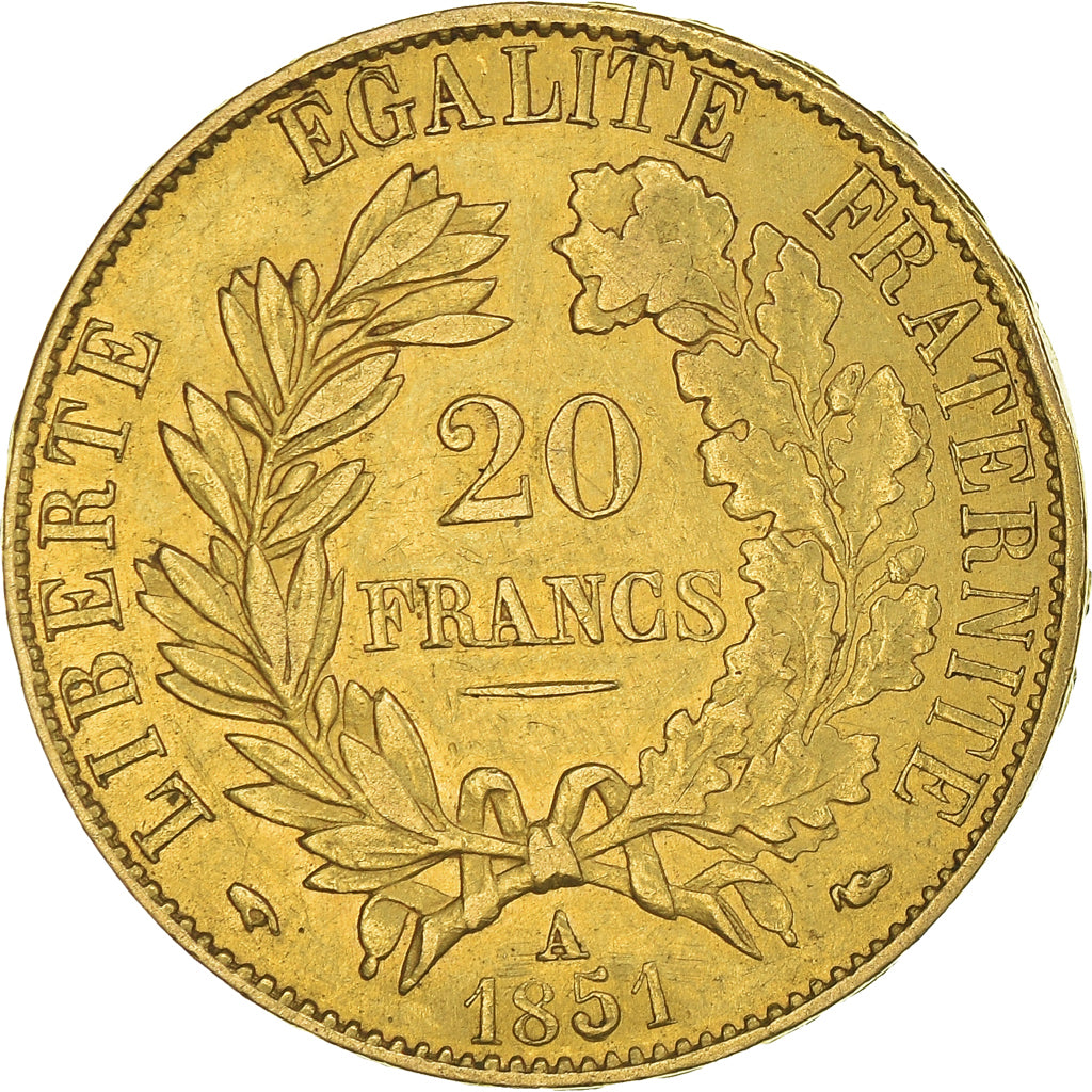 Coin, France, Cérès, 20 Francs, 1851, Paris, AU(55-58), Gold, KM:762