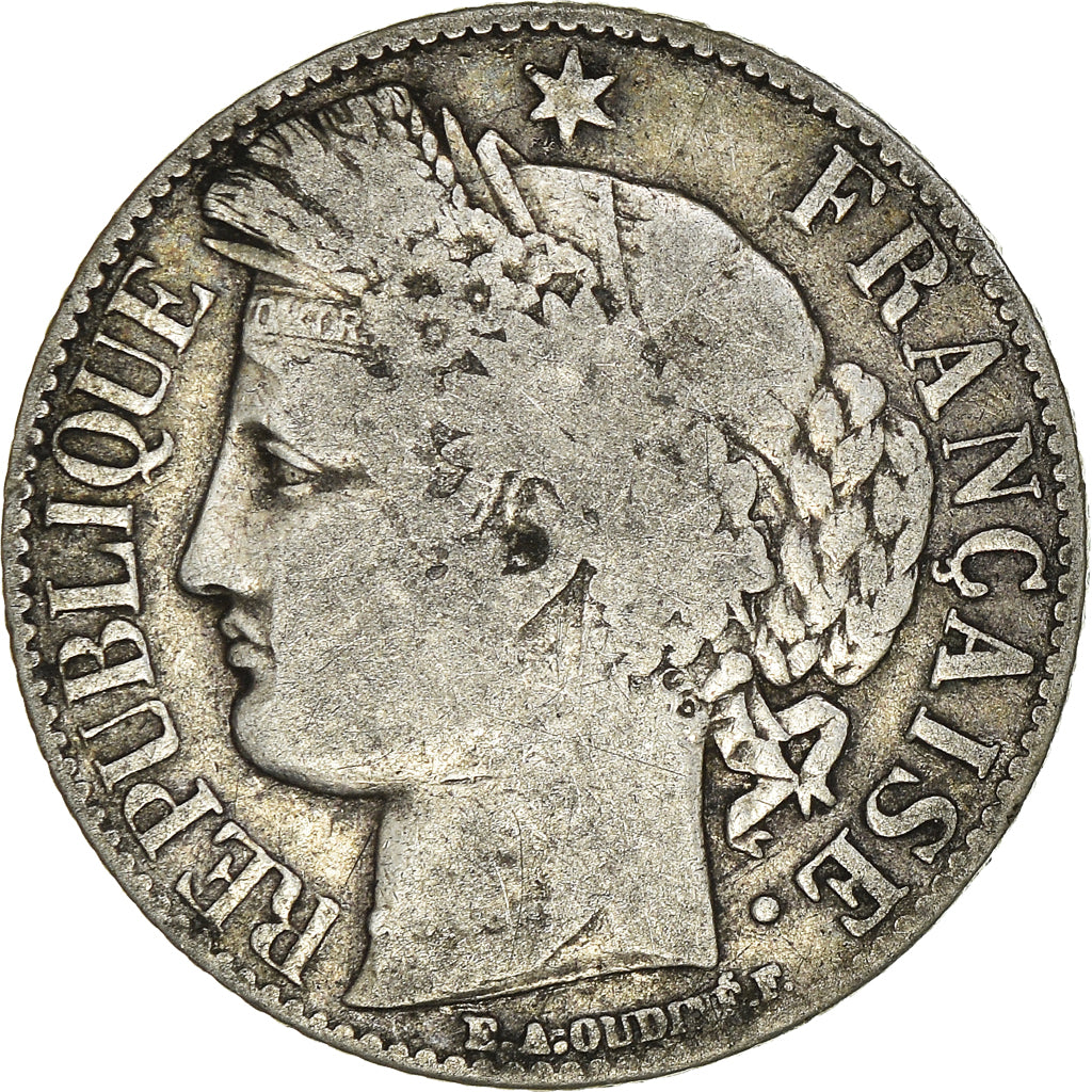 Moeda, França, Cérès, Franc, 1888, Paris, F(12-15), Prata, KM:822.1