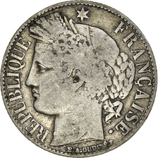 Moeda, França, Cérès, Franc, 1888, Paris, F(12-15), Prata, KM:822.1