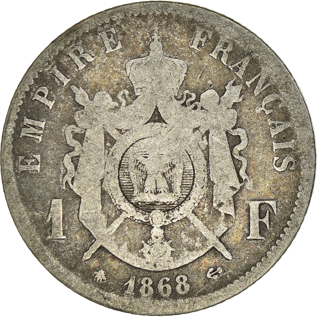 Coin, France, Napoléon III, Franc, 1868, Paris, VG(8-10), Silver, KM:806.1