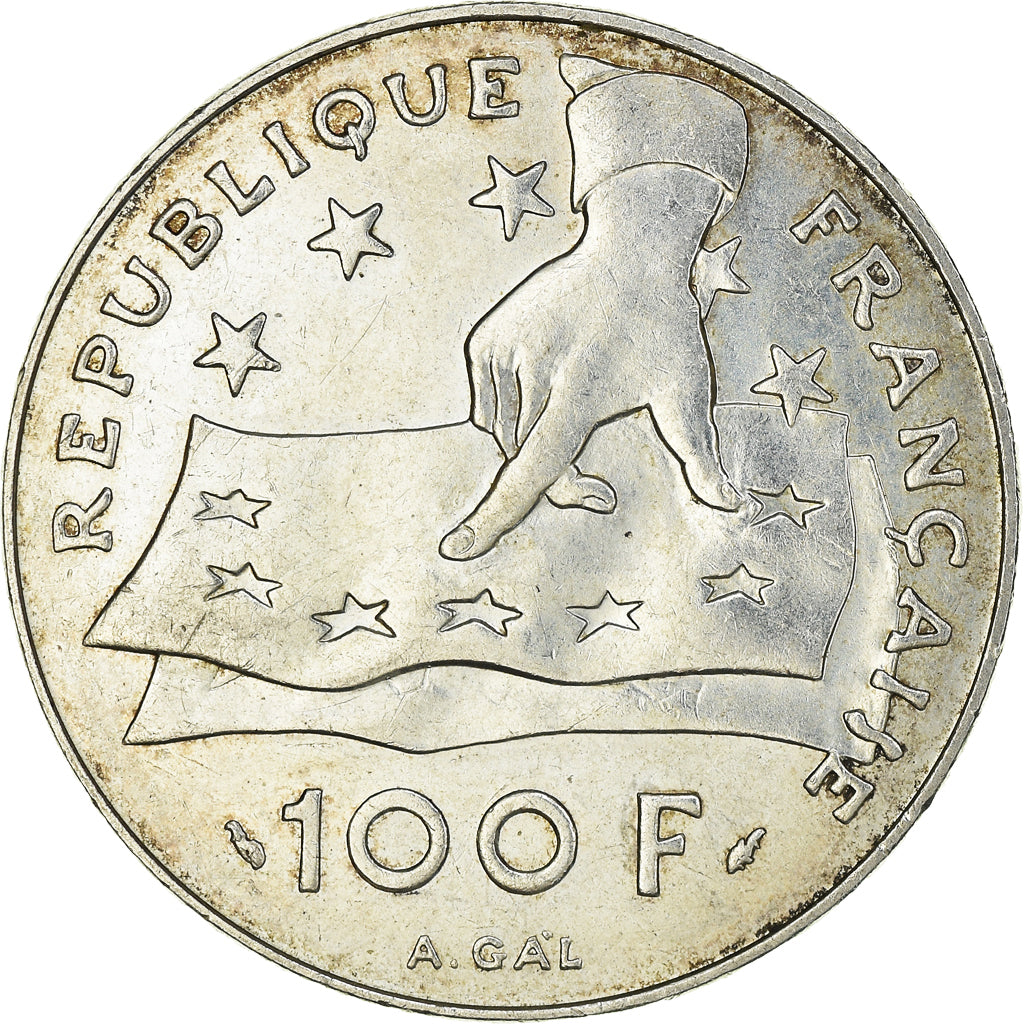 Moneta, Francia, Descartes, 100 Francs, 1991, SPL-, Argento, KM:996, Gadoury:906