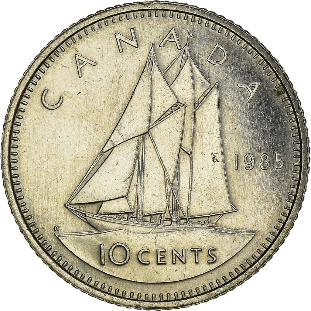 Moneda, Canadá, 10 Cents, 1985, Ottawa, EBC, Níquel, KM:77.2