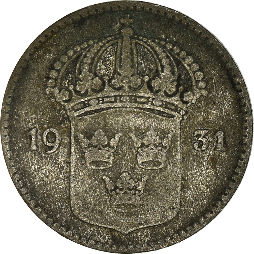 Coin, Sweden, Gustaf V, 10 Öre, 1931, EF(40-45), Silver, KM:780