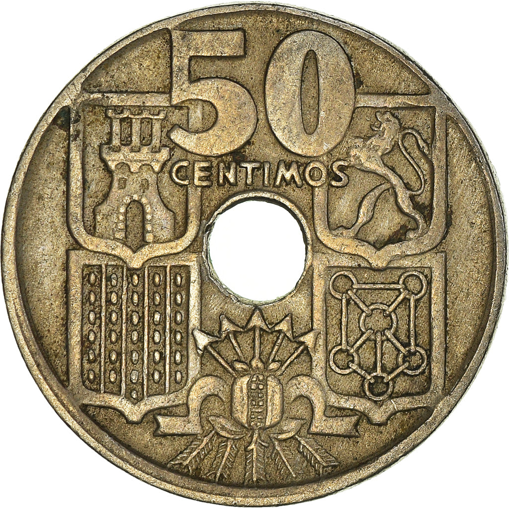 Coin, Spain, Francisco Franco, caudillo, 50 Centimos, 1954, EF(40-45)