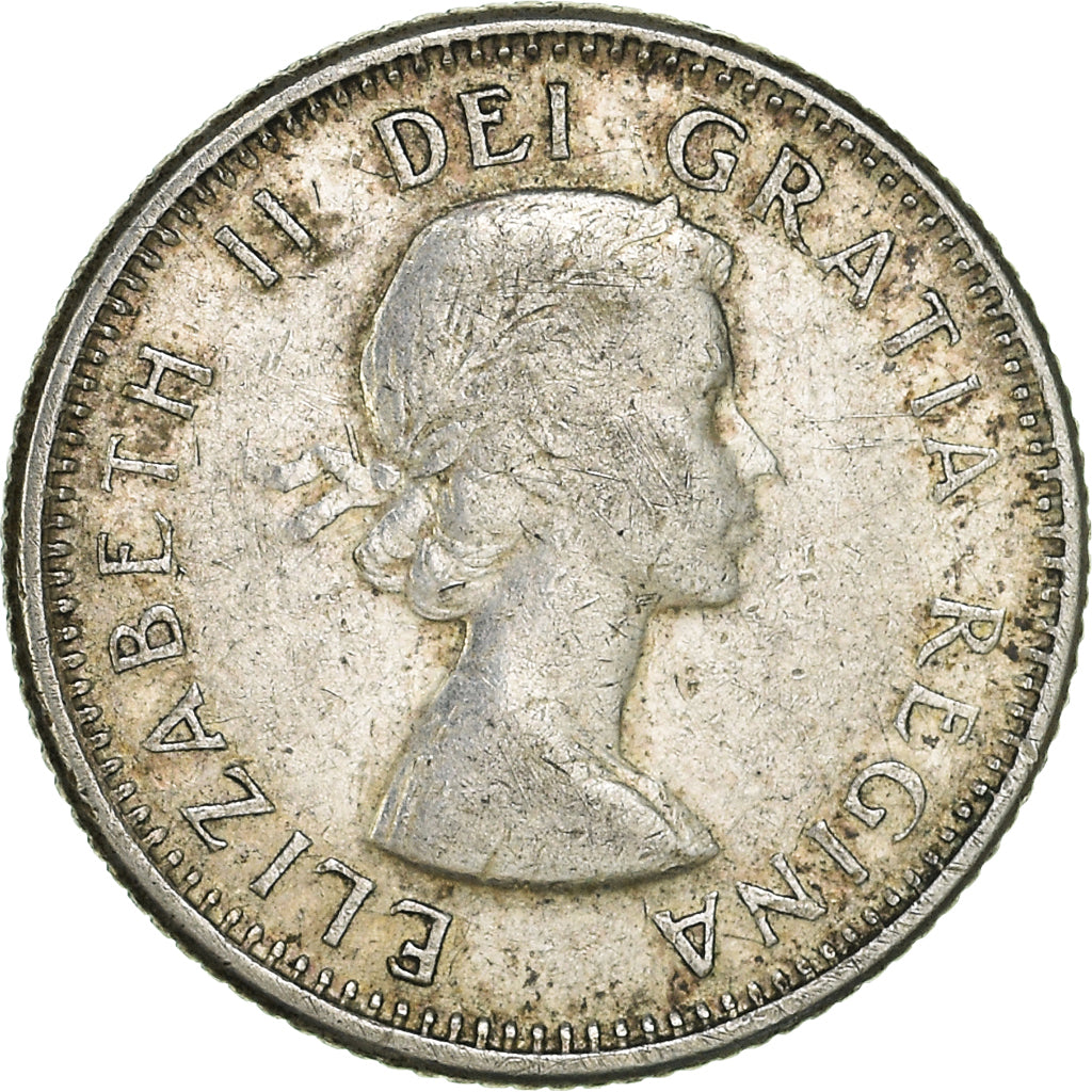 Moneda, Canadá, Elizabeth II, 10 Cents, 1962, Ottawa, MBC, Plata, KM:51