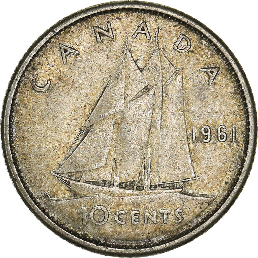Coin, Canada, Elizabeth II, 10 Cents, 1961, Ottawa, EF(40-45), Silver, KM:51