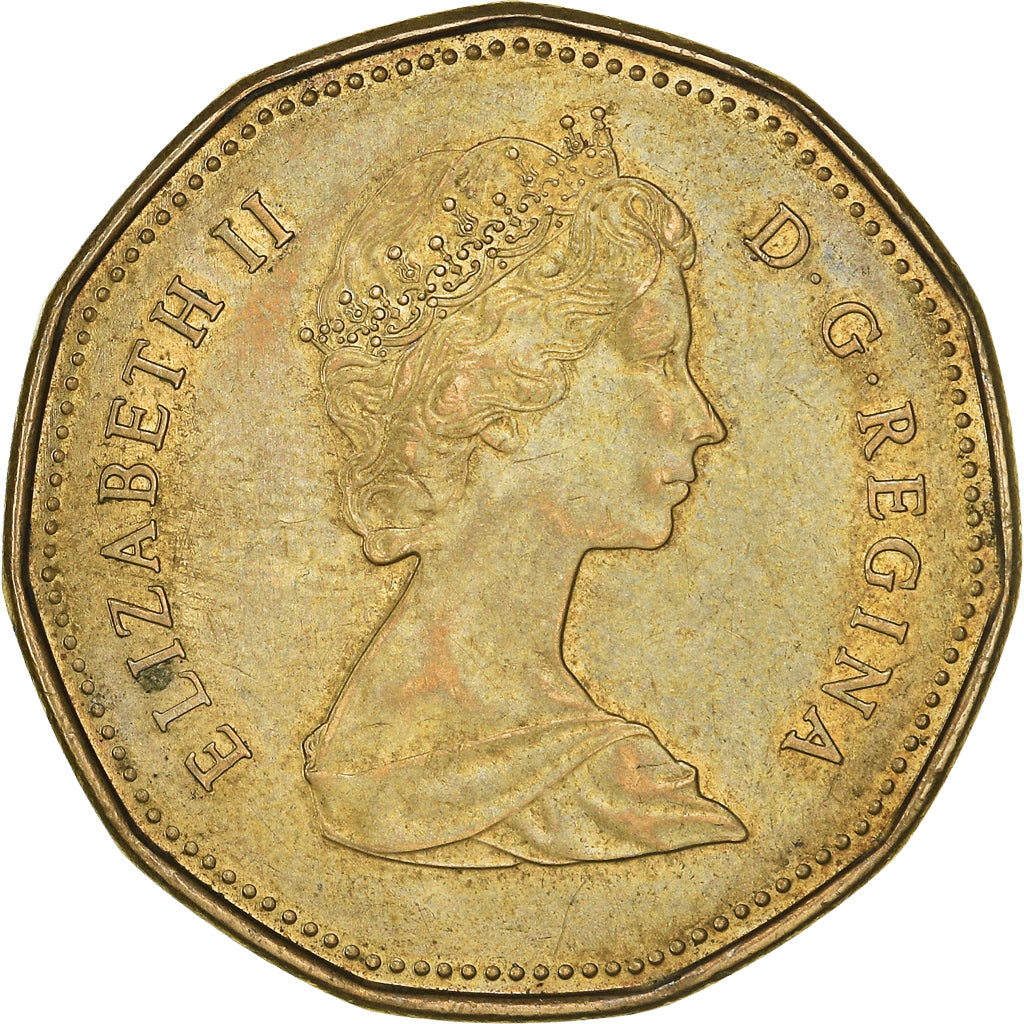 Moneda, Canadá, Elizabeth II, Dollar, 1989, Ottawa, MBC, Bronce dorado chapado