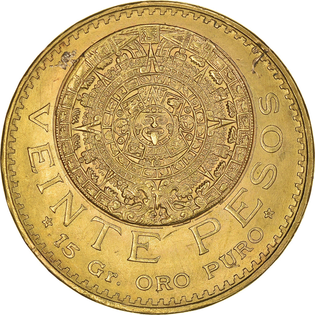 Moneta, Mexico, 20 Pesos, 1959, Mexico City, AU(50-53), Złoto, KM:478