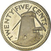 Coin, Barbados, 25 Cents, 1975, Franklin Mint, Proof, MS(65-70), Copper-nickel