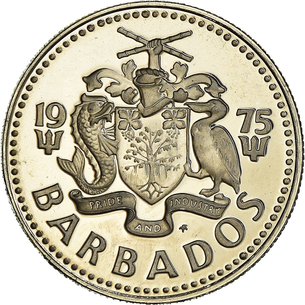 Coin, Barbados, 10 Cents, 1975, Franklin Mint, Proof, MS(65-70), Copper-nickel