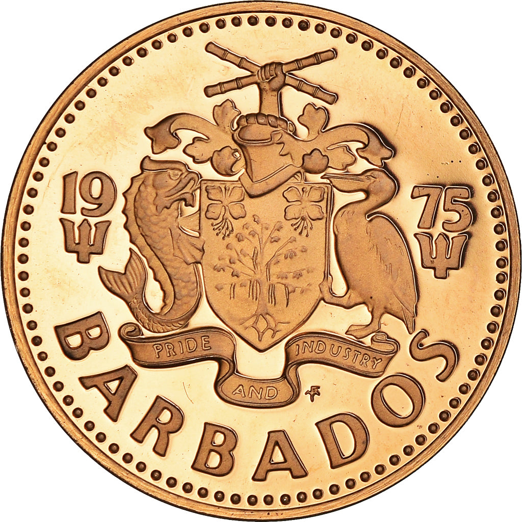 Monnaie, Barbados, Cent, 1975, Franklin Mint, Proof, FDC, Bronze, KM:10