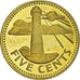 Coin, Barbados, 5 Cents, 1975, Franklin Mint, Proof, MS(65-70), Brass, KM:11
