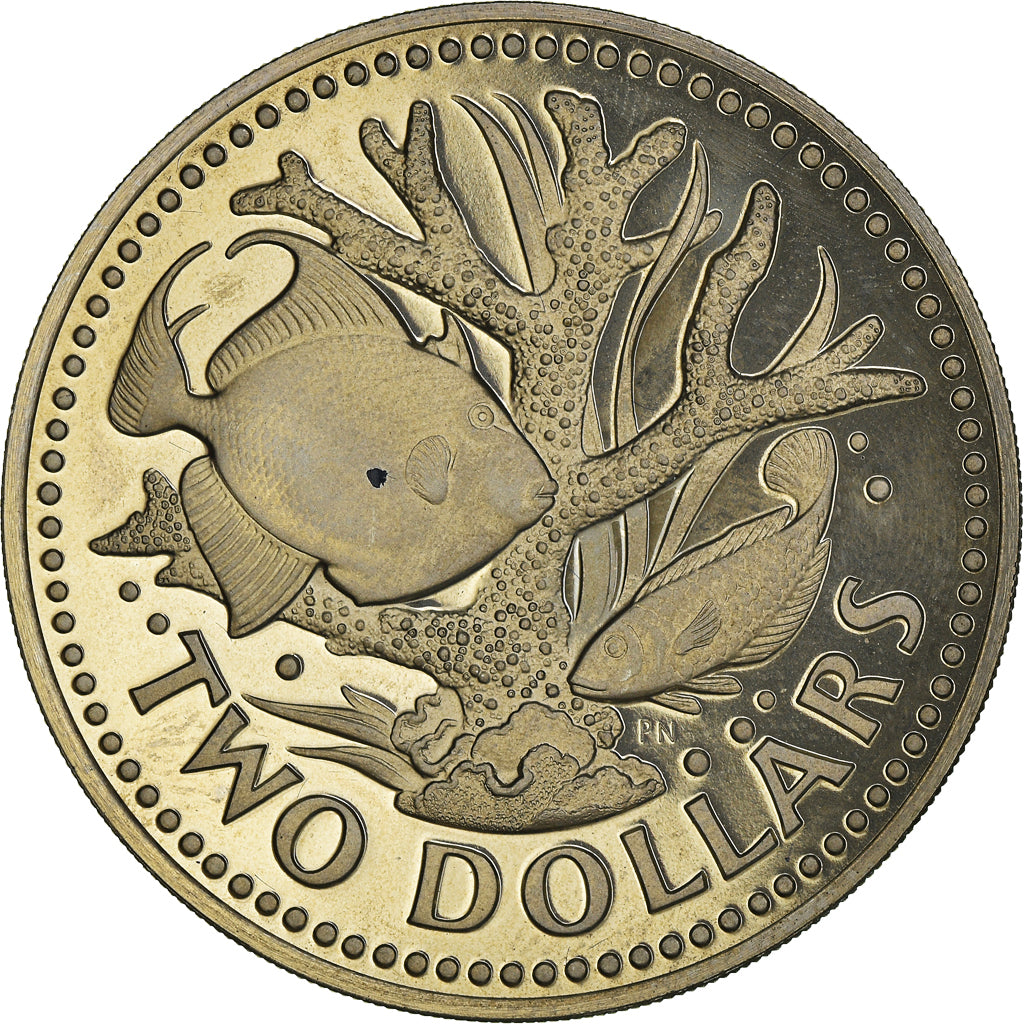 Coin, Barbados, 2 Dollars, 1975, Franklin Mint, Proof, MS(65-70), Copper-nickel