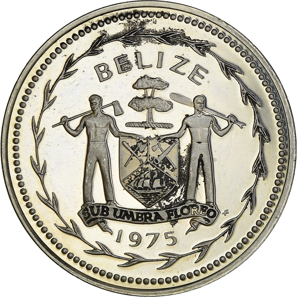 Coin, Belize, 5 Cents, 1975, Franklin Mint, Proof, MS(65-70), Silver, KM:47a