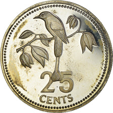 Coin, Belize, 25 Cents, 1975, Franklin Mint, Proof, MS(65-70), Silver, KM:49a